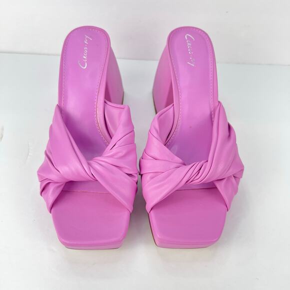 Circus By Sam Edelman 8 Marianna Pink Twist Chunky Slip On Open Toe Heel Sandals - Picture 4 of 9